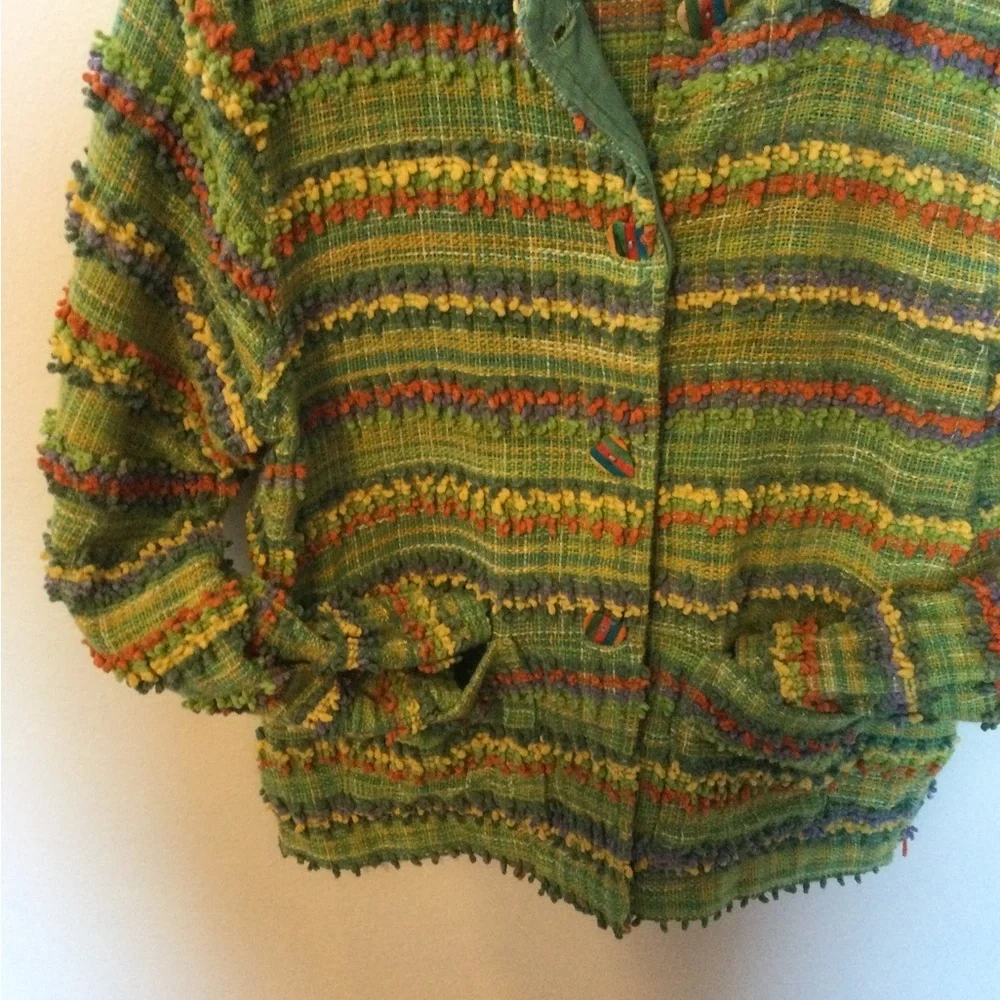 Anu By Natural Multicolored Chic Green Jacket Blazer Office Party Size Medium - Picture 3 of 9